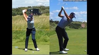 Justin Thomas golf swing  Long Iron faceon amp downtheline July 2017 [upl. by Otsugua]