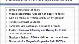 Misrepresentation Lecture 1 of 4 [upl. by Mable]